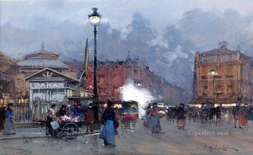 La Bourse Paris Parisian Eugene Galien Laloue Oil Paintings